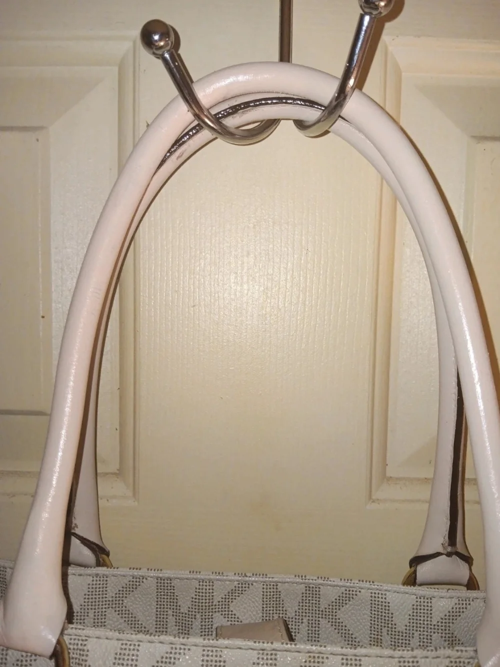Michael Kors Logo Tote in Light Beige and Cream with Gold Hardware